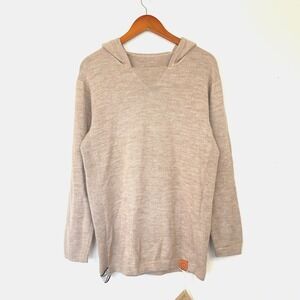 PAKA Mens Royal Alpaca Sweater Hoodie M Beige Lightweight Wool Unisex NWT